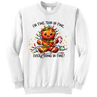 IM Fine Everything Is Fine Gingerbread Christmas Lights Sweatshirt