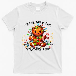 IM Fine Everything Is Fine Gingerbread Christmas Lights T-Shirt