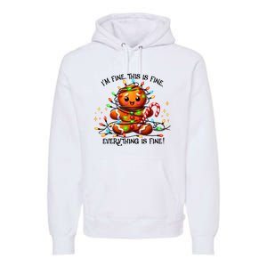 IM Fine Everything Is Fine Gingerbread Christmas Lights Premium Hoodie