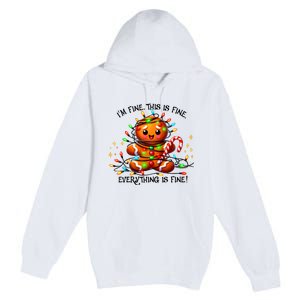 IM Fine Everything Is Fine Gingerbread Christmas Lights Premium Pullover Hoodie