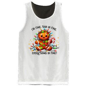 IM Fine Everything Is Fine Gingerbread Christmas Lights Mesh Reversible Basketball Jersey Tank