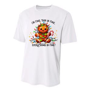 IM Fine Everything Is Fine Gingerbread Christmas Lights Performance Sprint T-Shirt