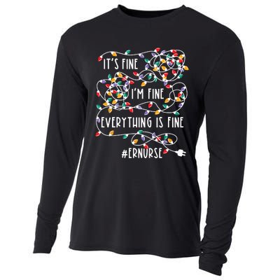 Im Fine Everything Is Fine Christmas Lights Er Nurse Life Cooling Performance Long Sleeve Crew