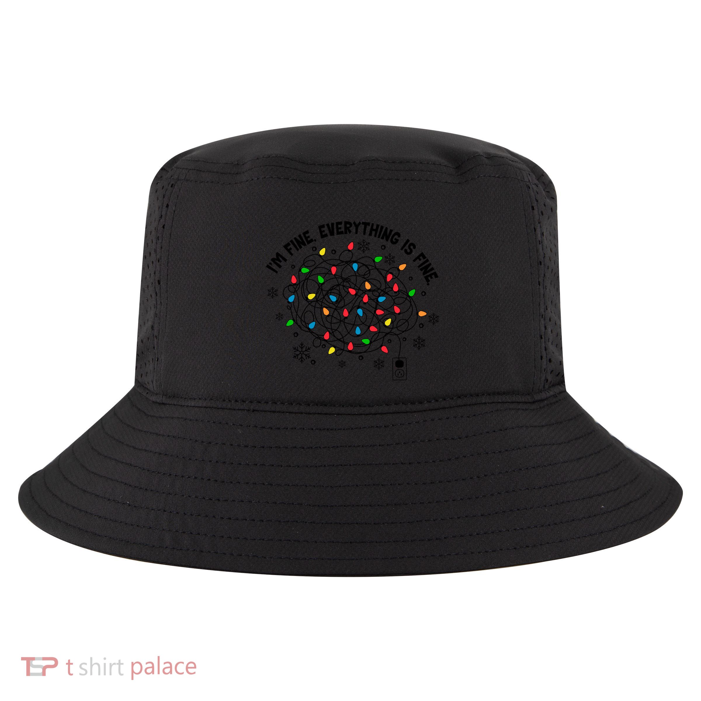 IM Fine Everything Is Fine Christmas Tree Lights Party Gift Cool Comfort Performance Bucket Hat