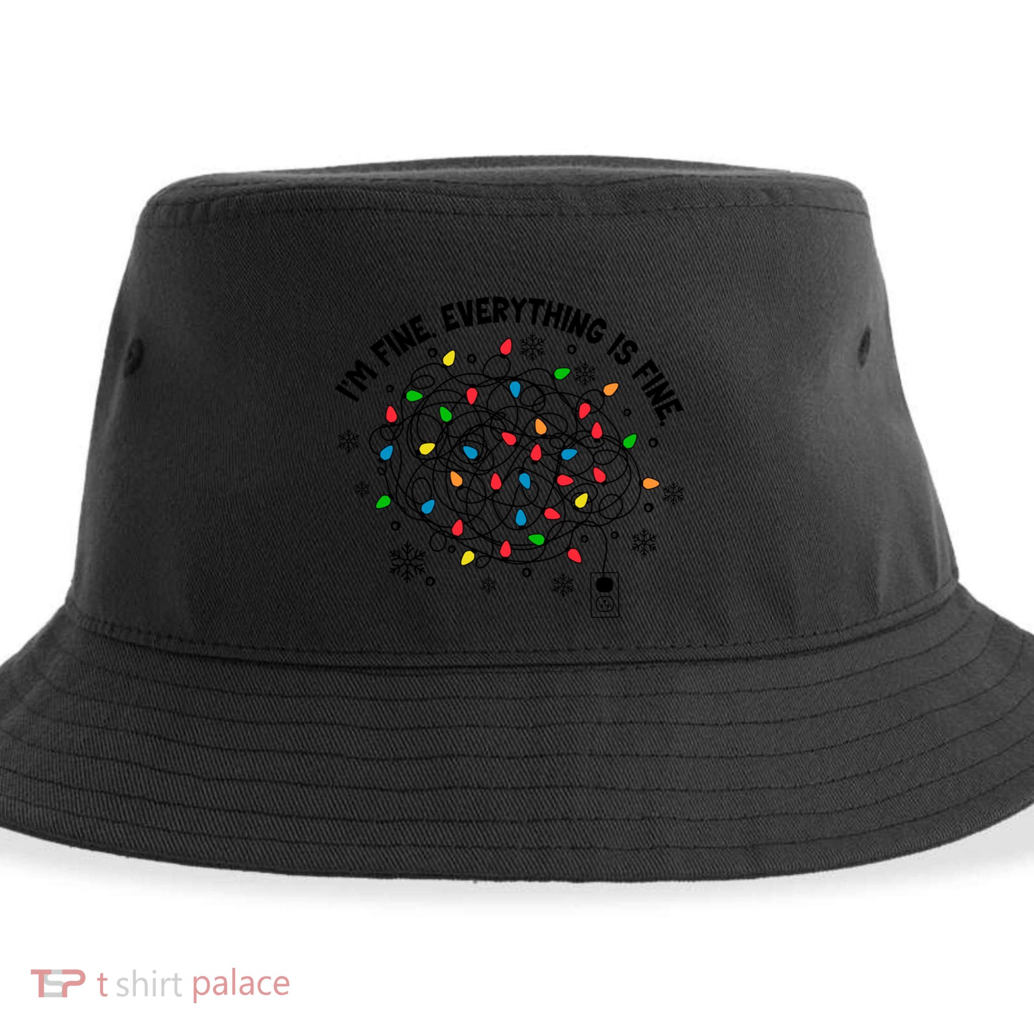 IM Fine Everything Is Fine Christmas Tree Lights Party Gift Sustainable Bucket Hat