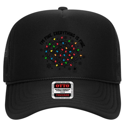 IM Fine Everything Is Fine Christmas Tree Lights Party Gift Trucker Hat