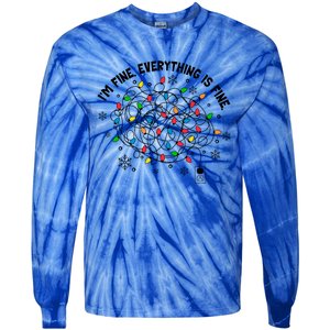 IM Fine Everything Is Fine Christmas Tree Lights Party Gift Tie-Dye Long Sleeve Shirt