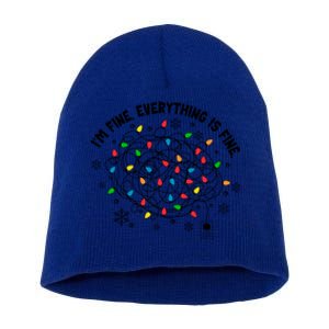 IM Fine Everything Is Fine Christmas Tree Lights Party Gift Short Acrylic Beanie