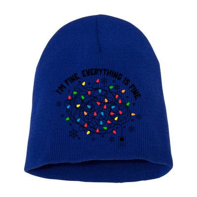 IM Fine Everything Is Fine Christmas Tree Lights Party Gift Short Acrylic Beanie