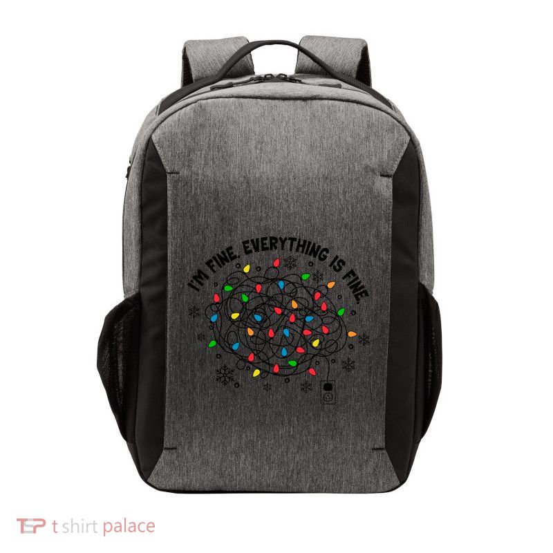 IM Fine Everything Is Fine Christmas Tree Lights Party Gift Vector Backpack