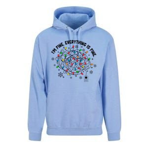 IM Fine Everything Is Fine Christmas Tree Lights Party Gift Unisex Surf Hoodie