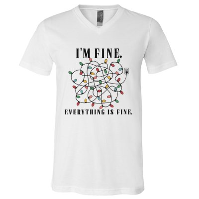 Im Fine Everything Is Fine Christmas V-Neck T-Shirt