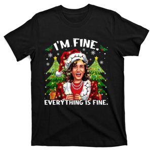 Im Fine Everything Is Fine Meme Kalama Santa Christmas Tree T-Shirt