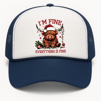 IM Fine Everything Is Fine Funny Christmas Trucker Hat