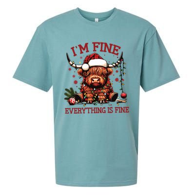 IM Fine Everything Is Fine Funny Christmas Sueded Cloud Jersey T-Shirt