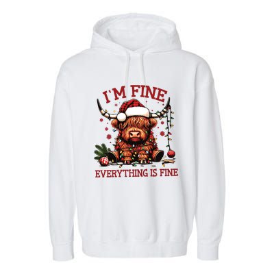 IM Fine Everything Is Fine Funny Christmas Garment-Dyed Fleece Hoodie