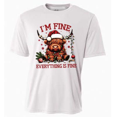 IM Fine Everything Is Fine Funny Christmas Cooling Performance Crew T-Shirt