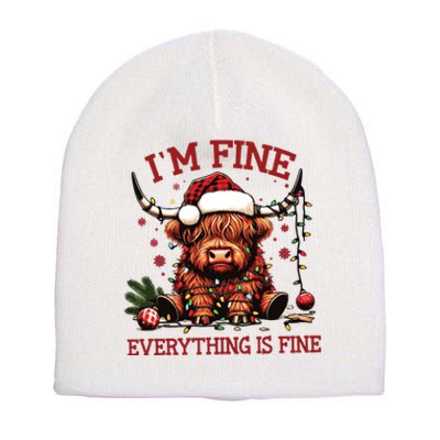 IM Fine Everything Is Fine Funny Christmas Short Acrylic Beanie