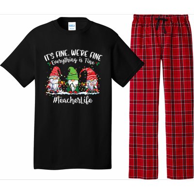 Im Fine Everything Is Fine Teacher Life Gnome Christmas Pajama Set