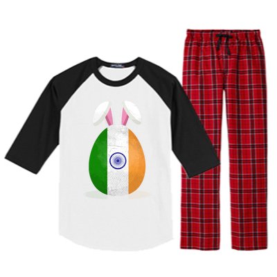 India Flag Egg Bunny Ears Indian Easter Sunday Gift Raglan Sleeve Pajama Set