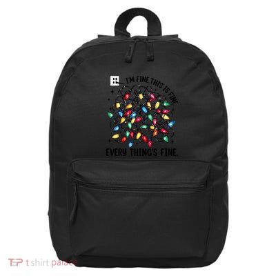 I’M Fine Everything Is Fine Tangled Christmas Lights 16 in Basic Backpack