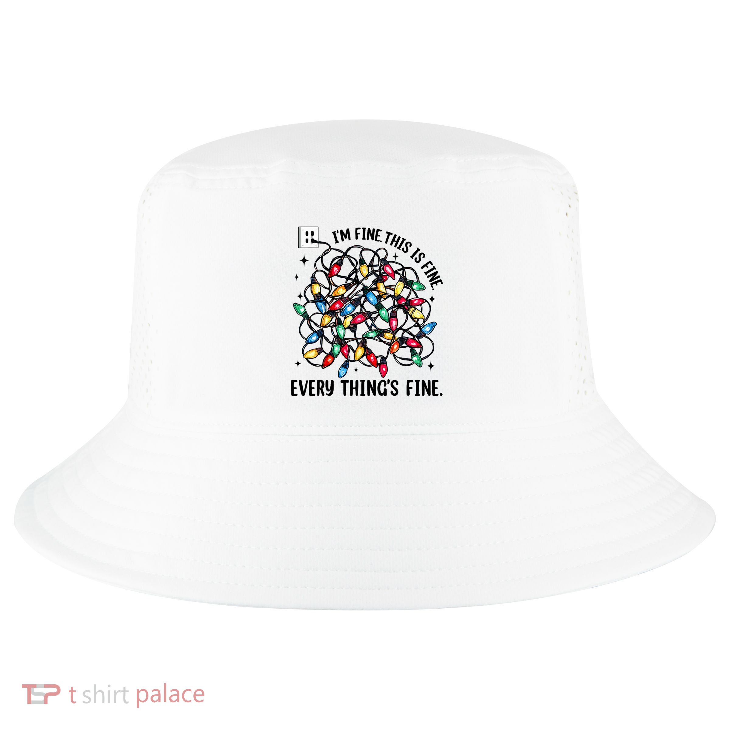 I’M Fine Everything Is Fine Tangled Christmas Lights Cool Comfort Performance Bucket Hat