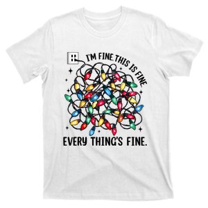 I’M Fine Everything Is Fine Tangled Christmas Lights T-Shirt