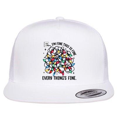 I’M Fine Everything Is Fine Tangled Christmas Lights Flatbill Hat