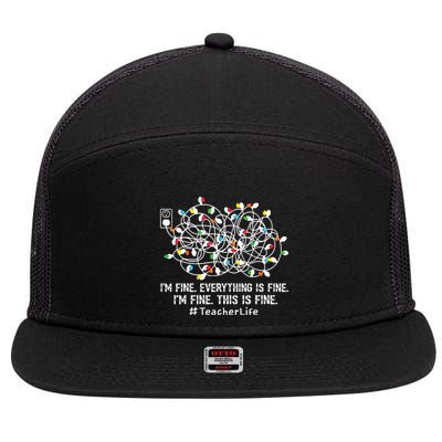 Im Fine Everything Is Fine Teacher Life Xmas Decorations 7 Panel Mesh Trucker Snapback Hat