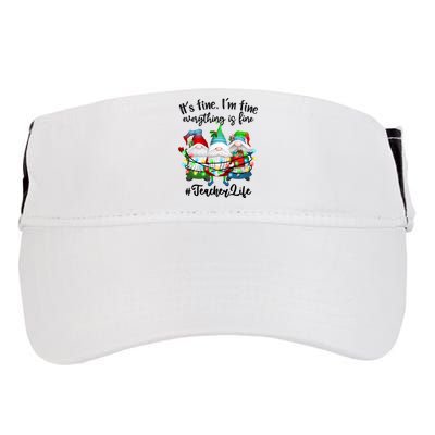 I'm Fine Everything Is Fine Teacher Life Gnome Christmas Funny Gift Adult Drive Performance Visor