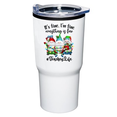 I'm Fine Everything Is Fine Teacher Life Gnome Christmas Funny Gift Tumbler