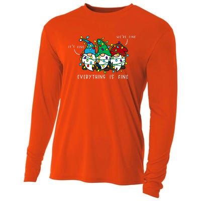 ItS Fine Everything Is Fine Xmas Lights Gnome Christmas Cooling Performance Long Sleeve Crew