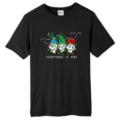 ItS Fine Everything Is Fine Xmas Lights Gnome Christmas Tall Fusion ChromaSoft Performance T-Shirt