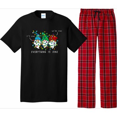 ItS Fine Everything Is Fine Xmas Lights Gnome Christmas Pajama Set