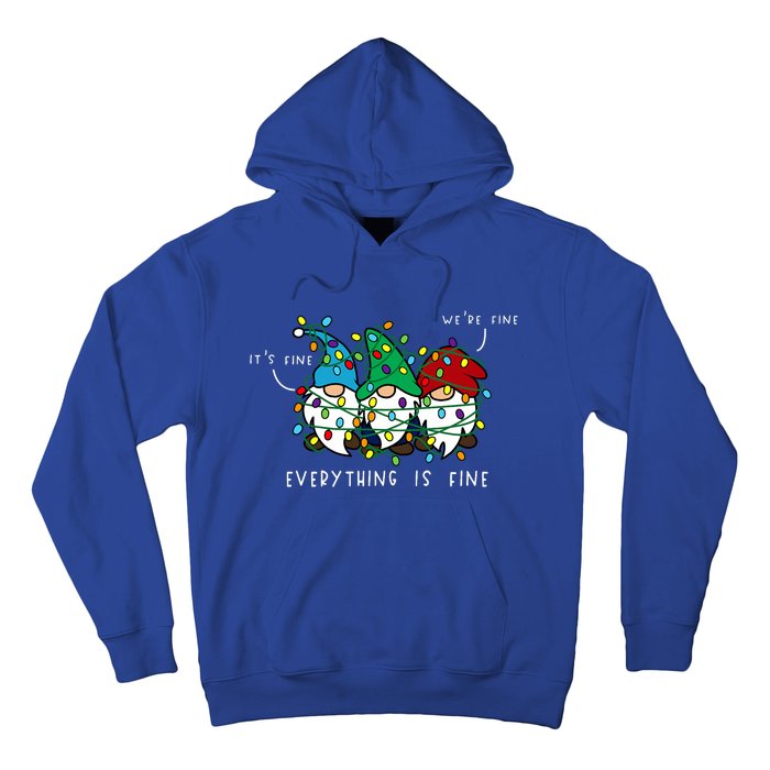 ItS Fine Everything Is Fine Xmas Lights Gnome Christmas Hoodie