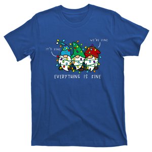 ItS Fine Everything Is Fine Xmas Lights Gnome Christmas T-Shirt