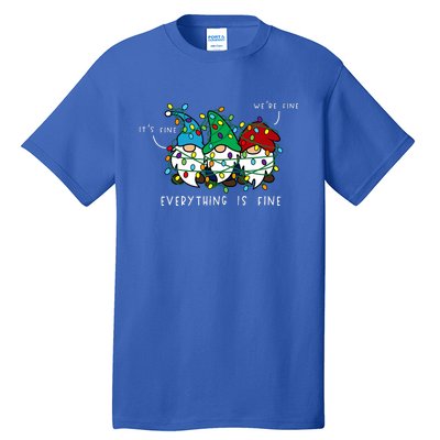 ItS Fine Everything Is Fine Xmas Lights Gnome Christmas Tall T-Shirt