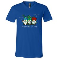 ItS Fine Everything Is Fine Xmas Lights Gnome Christmas V-Neck T-Shirt