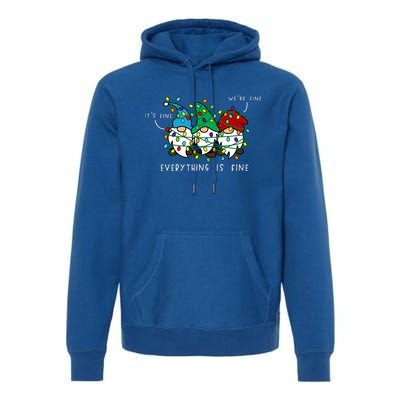 ItS Fine Everything Is Fine Xmas Lights Gnome Christmas Premium Hoodie