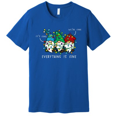 ItS Fine Everything Is Fine Xmas Lights Gnome Christmas Premium T-Shirt