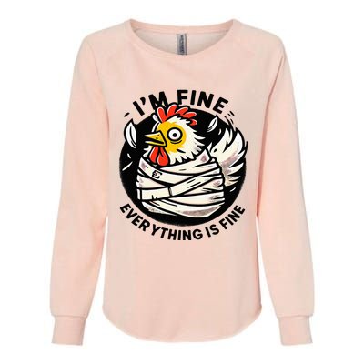 Its Fine Everything Is Fine Crazy Chicken In Straight Jacket Womens California Wash Sweatshirt