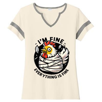 Its Fine Everything Is Fine Crazy Chicken In Straight Jacket Ladies Halftime Notch Neck Tee