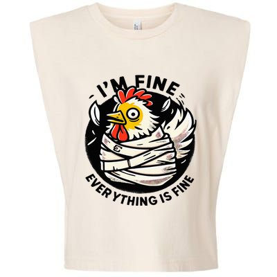 Its Fine Everything Is Fine Crazy Chicken In Straight Jacket Garment-Dyed Women's Muscle Tee