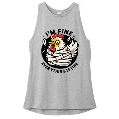 Its Fine Everything Is Fine Crazy Chicken In Straight Jacket Ladies PosiCharge Tri-Blend Wicking Tank