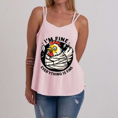 Its Fine Everything Is Fine Crazy Chicken In Straight Jacket Women's Strappy Tank