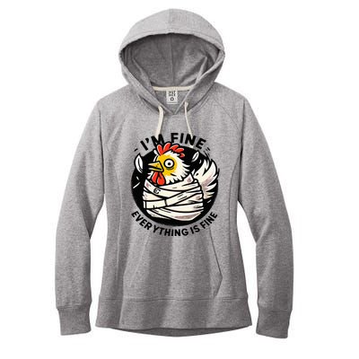 Its Fine Everything Is Fine Crazy Chicken In Straight Jacket Women's Fleece Hoodie