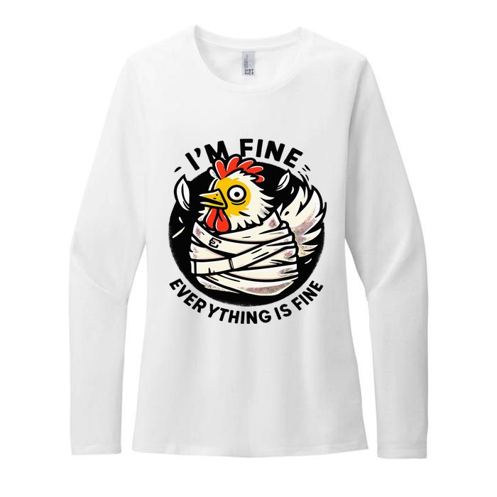 Its Fine Everything Is Fine Crazy Chicken In Straight Jacket Womens CVC Long Sleeve Shirt