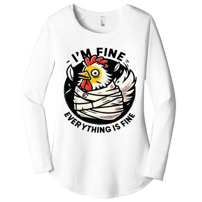 Its Fine Everything Is Fine Crazy Chicken In Straight Jacket Women's Perfect Tri Tunic Long Sleeve Shirt