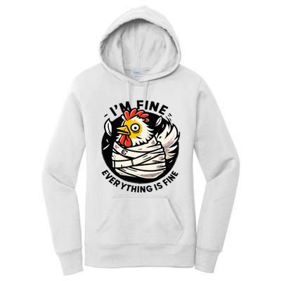 Its Fine Everything Is Fine Crazy Chicken In Straight Jacket Women's Pullover Hoodie