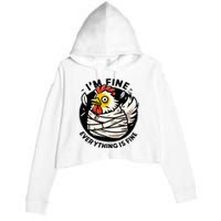 Its Fine Everything Is Fine Crazy Chicken In Straight Jacket Crop Fleece Hoodie